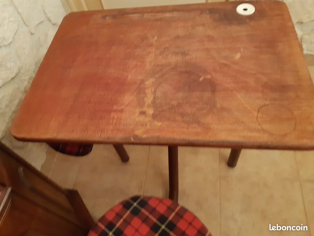 Bureau enfant vintage bois et métal (image 3)