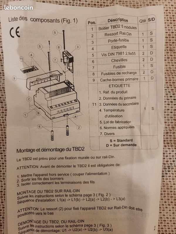 Transformateurs et Alimentations série TBD2 boîtier 5 module (image 5)