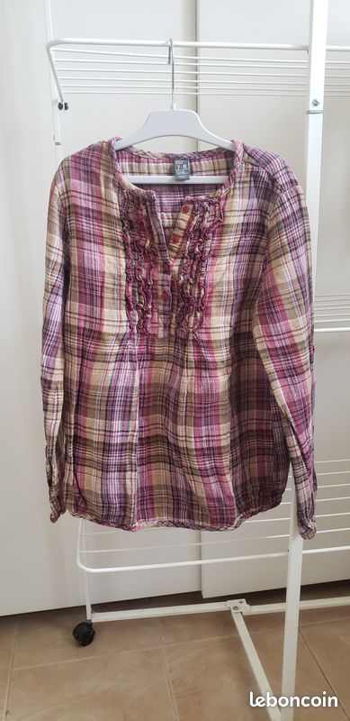 Chemise tunique à carreaux bordeauxet moutarde 7-8ans Zara kids (image 1)