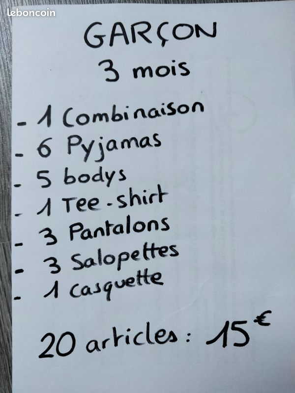 Lot 20 articles vêtements Garçon 3 mois (image 2)