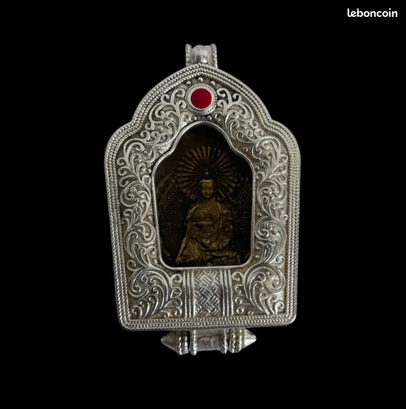 Pendentif Ancien En Argent Massif 925 - Breloque Religieuse - Occasion Porté