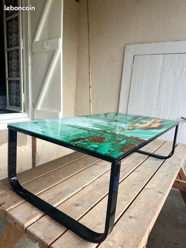 Table basse design verre trempé - motif New York (image 2)