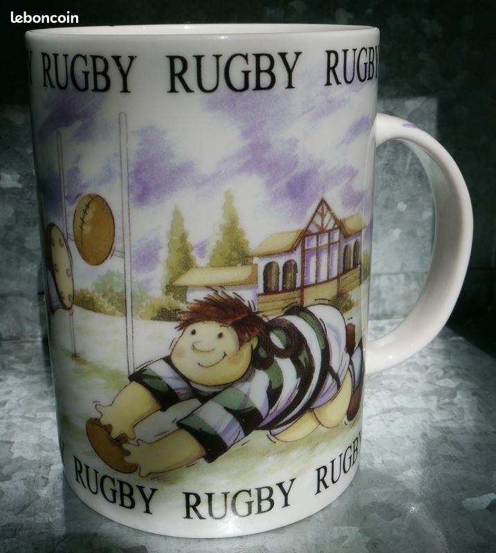 Rose of England mug rugby match joueurs ballon fine bone china porcelaine anglaise fabriqué en Angleterre (image 1)