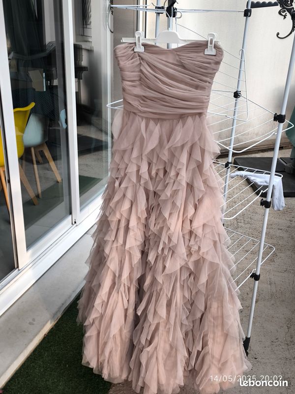 Robe Vintage Naf Naf Beige Dos Nu En Coton - Taille 38 - Neuve Jamais Portée