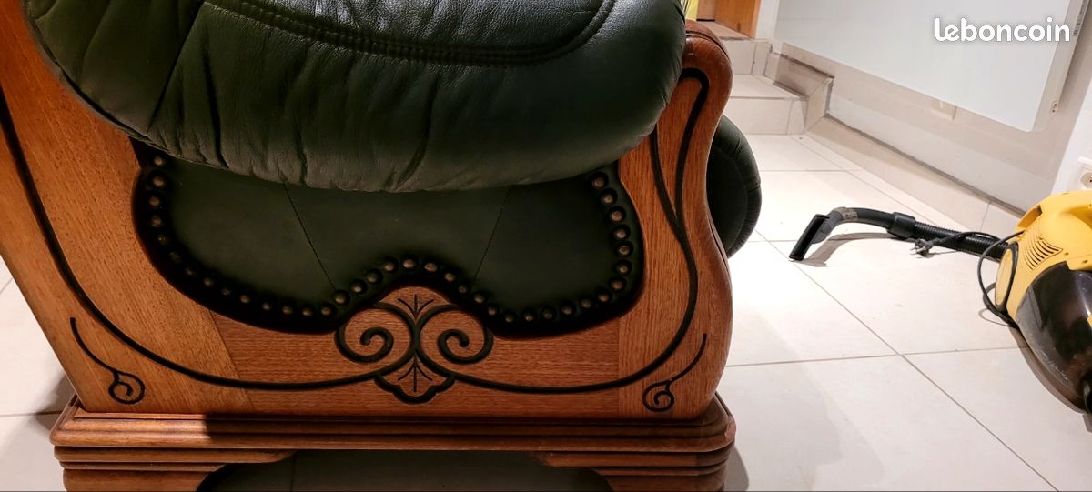 Fauteuil cuir vert excellent état (image 3)
