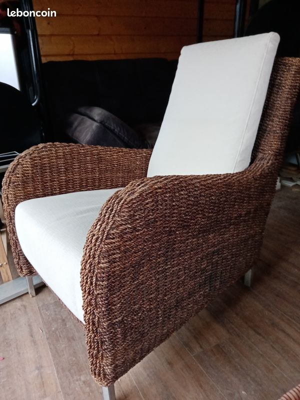 Vends fauteuil de salon osier et métal (image 3)