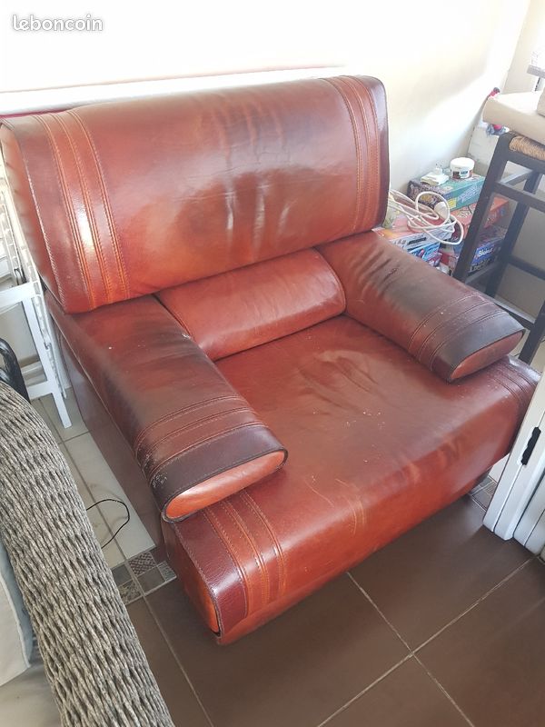 Canapé cuir et fauteuil (image 2)