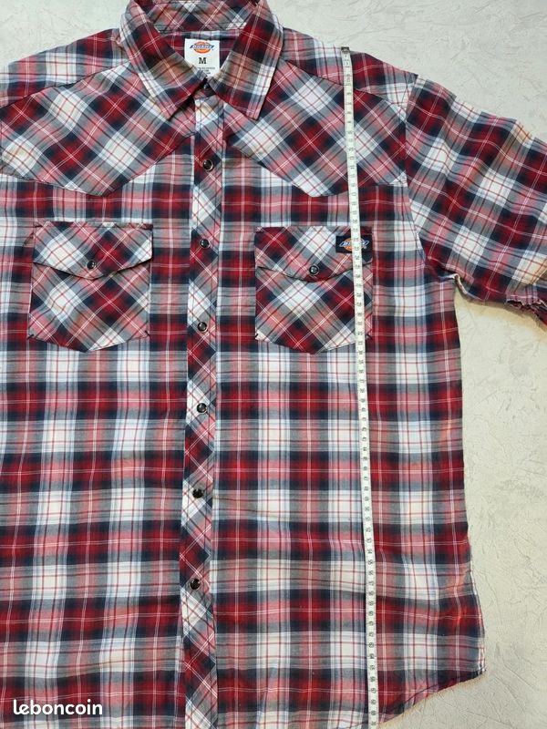 Chemise Dickies carreaux rouge noir blanc manches courtes workwear vintage taille M (image 10)