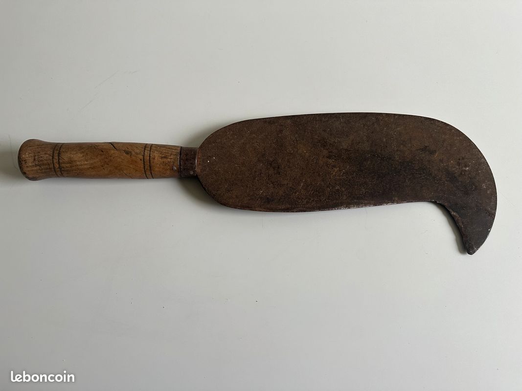 Serpe Droite Ancienne Avec Manche - Tranchant 16,5 Cm, Marque Budelière, Bon état