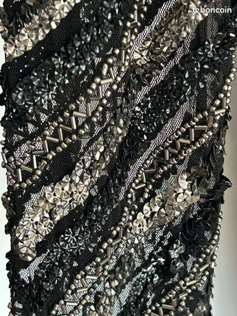 Robe Mango Brodée De Paillettes Dorées - Taille S - Courte, Dos Nu - Neuve Avec étiquettes