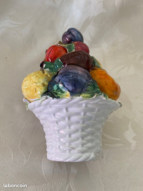 Topiaire Fruit Ancien En Céramique Majolique Italienne - Multicolore - A