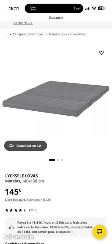 Lycksele IKEA canapé convertible lit (image 3)