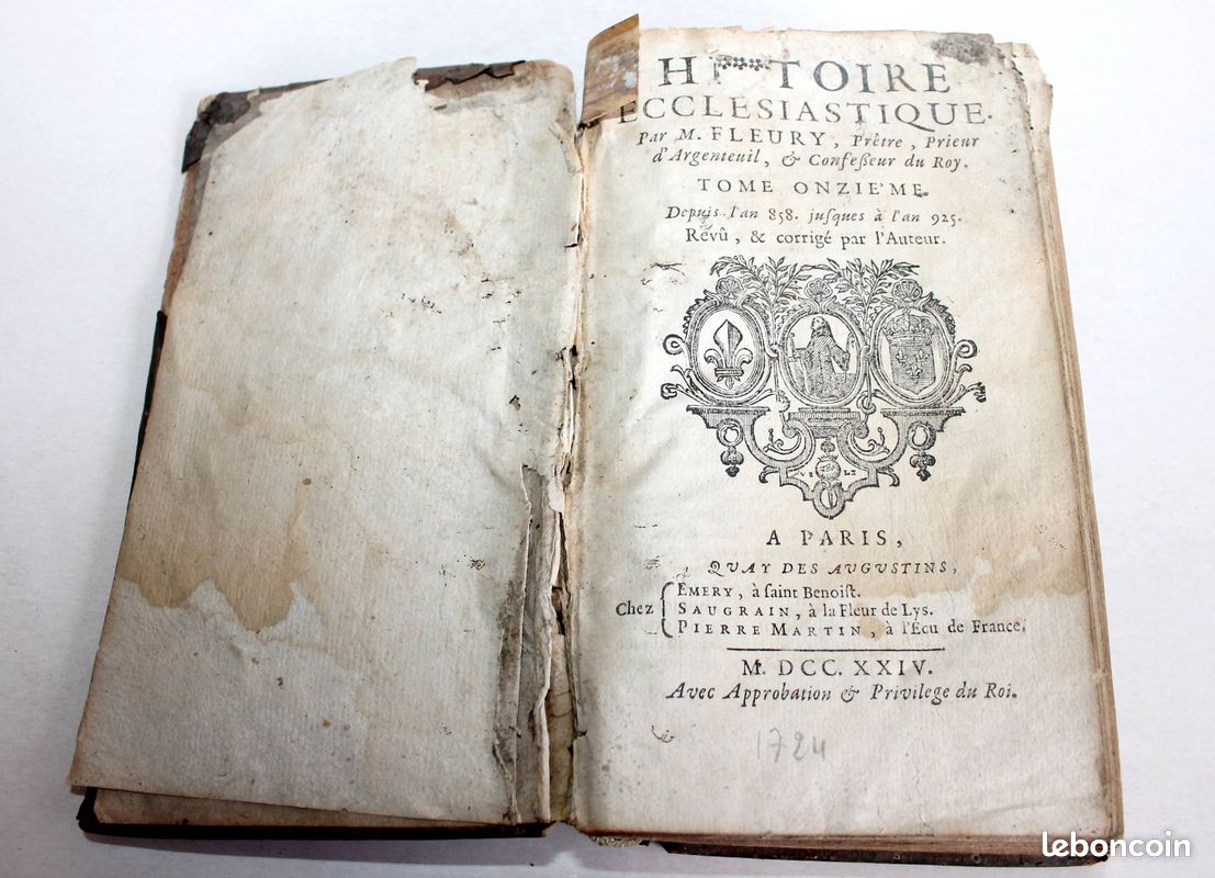 HISTOIRE ECCLESIASTIQUE par M. FLEURY, PRETRE - TOME XIe - 1724 EMERY, SAUGRAIN / ANCIEN LIVRE DE COLLECTION (image 2)