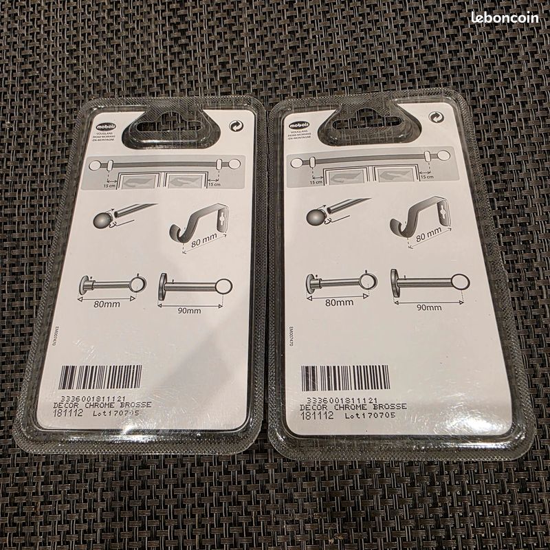 Lot de 2 Supports Tringle à Rideaux Mobois Ø16 mm – Chromé Brossé (Neufs) (image 2)