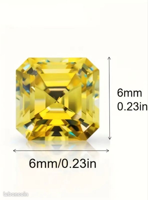 Pierre de moissanite jaune citron de carat de 6x6 mm Coupe