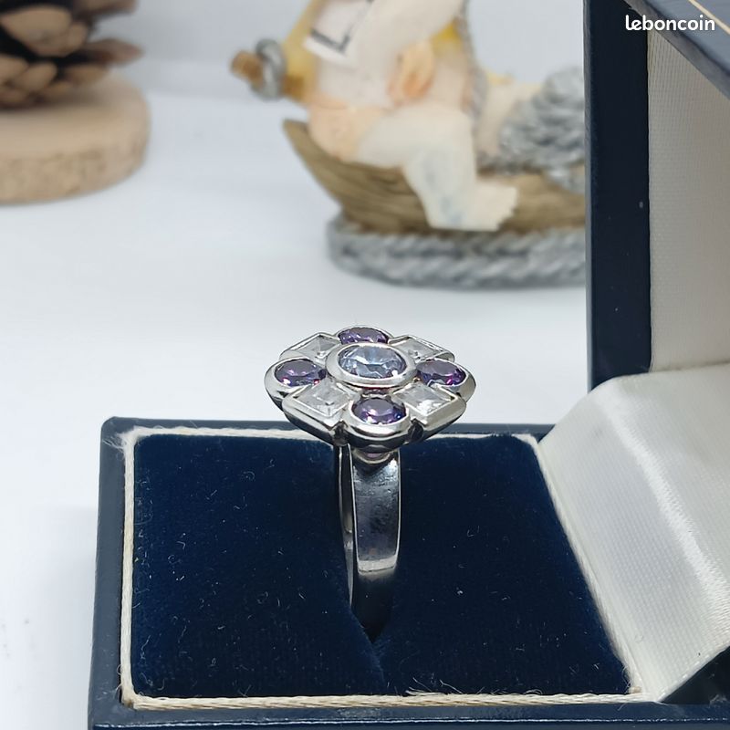 Bague en argent 925 rhodié avec zirconium (image 3)