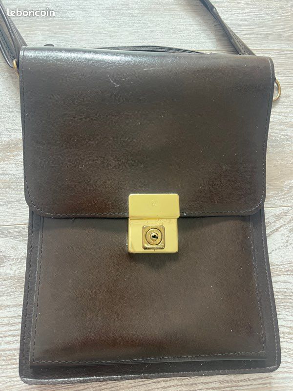 Sac pochette avec sangle vintage marron (image 2)