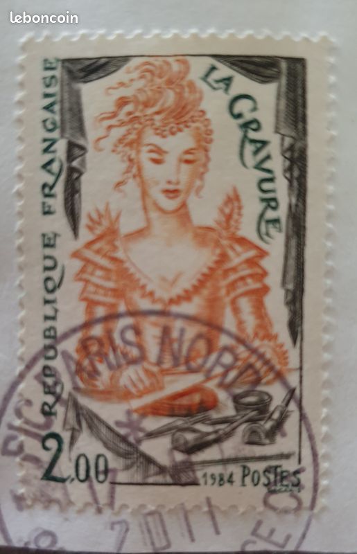 Timbre La Gravure 1984 oblitéré (image 1)