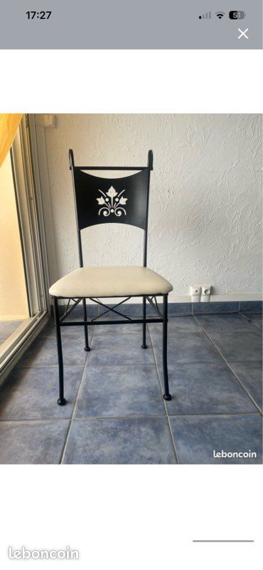 Table en fer forgé + 6 chaises plateau en verre (image 3)