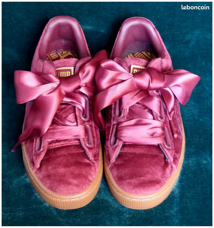 Chaussure Puma Bordeaux Femme Gros Lacet Puma Basket Classic Beyaz