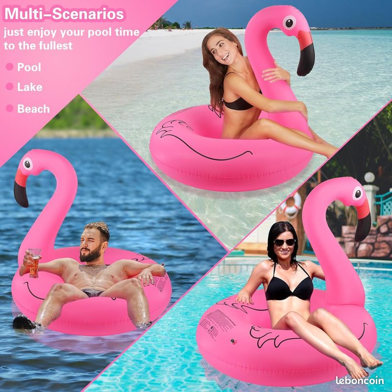 ACTOYS Bouée Flamant Rose Géante 100cm - Anneau Gonflable Piscine Plage Pour Adultes