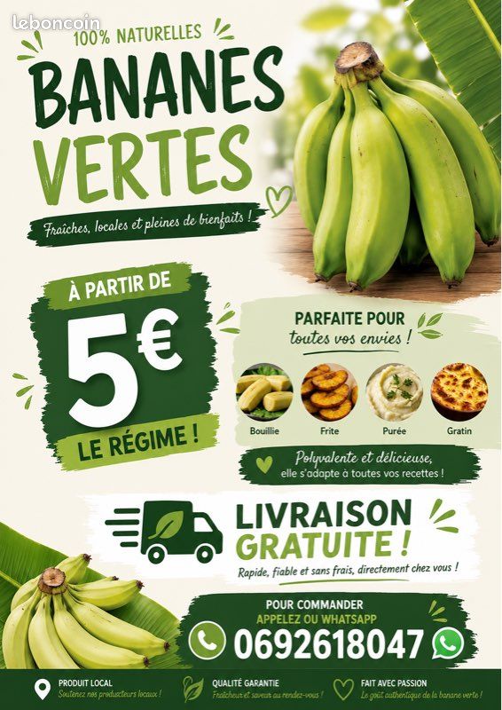 Régimes bananes vertes (image 1)