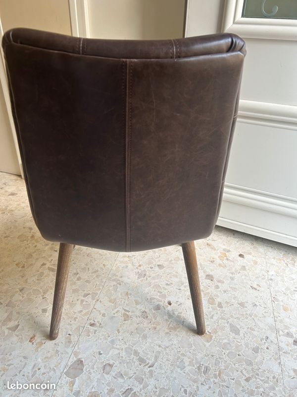 4 chaises en cuir et bois (image 2)
