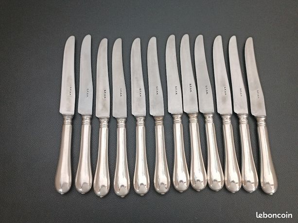 LOT DE 12 couteaux de table en metal argente felix frere toulouse EUR
