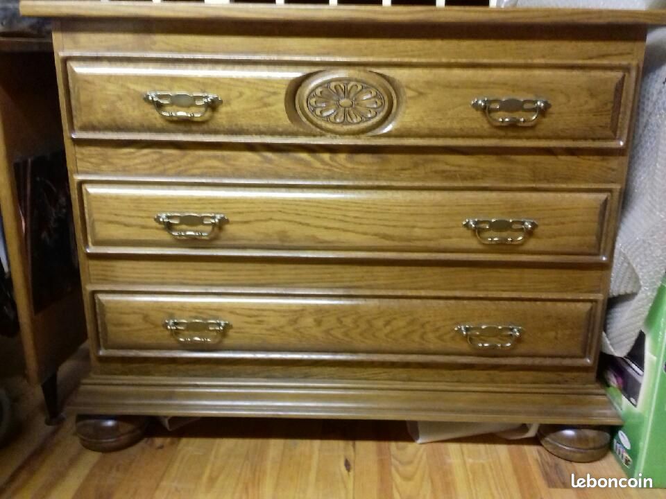 Commode en chêne + miroir (image 1)