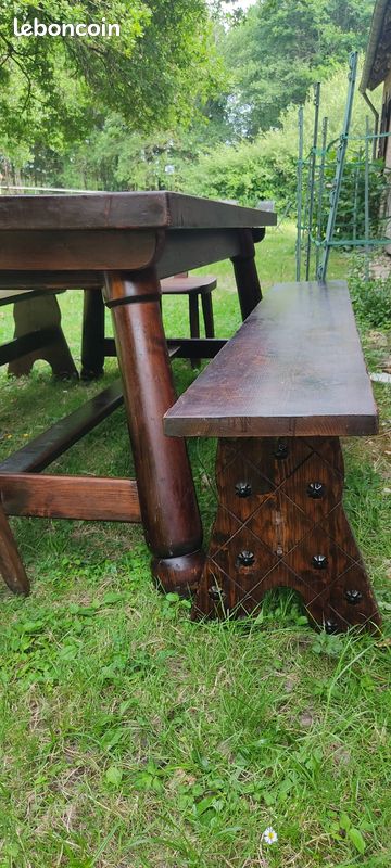 Table, 2 Bancs, 2 Chaises style Brutaliste 1950 (image 3)