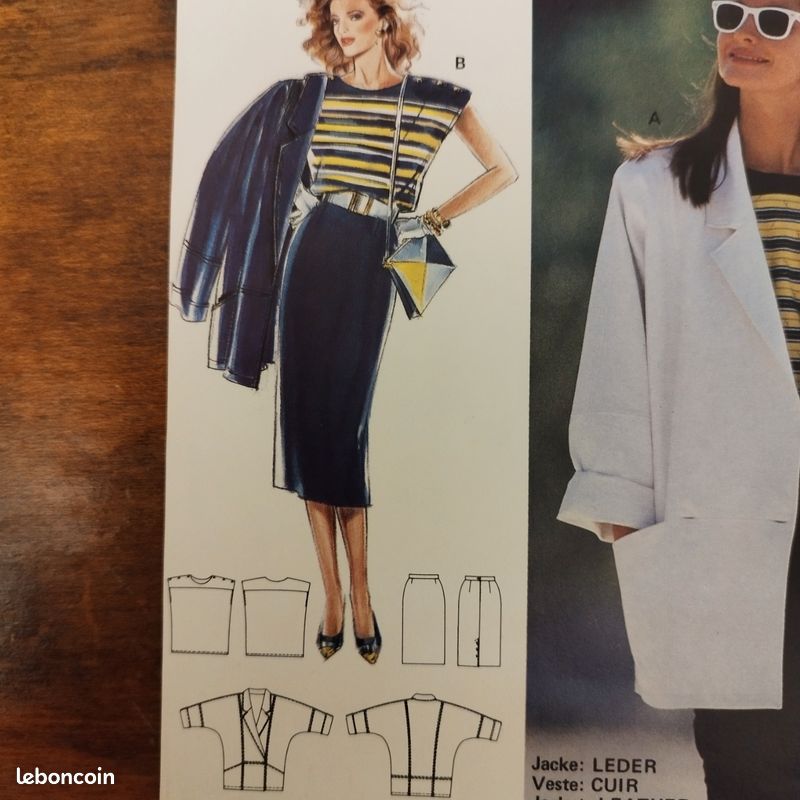 Patron Burda été tailleur ensemble veste jupe top blouse sans manches taille 36 à 44 (image 4)