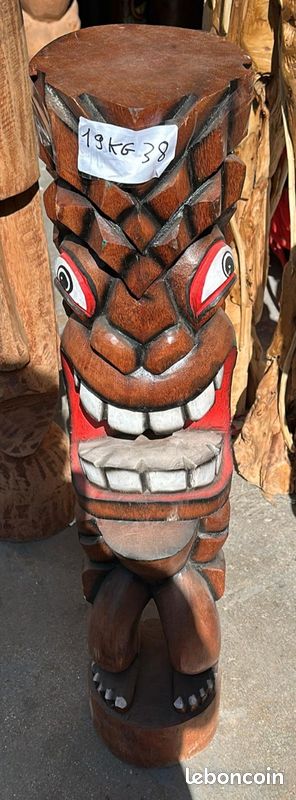 Statue totem Tiki 100 cm en bois de cocotier choix et rapport qualité prix imbattables (image 1)