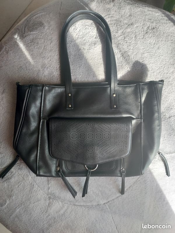 Sac à main simili-cuir noir NEUF (image 2)
