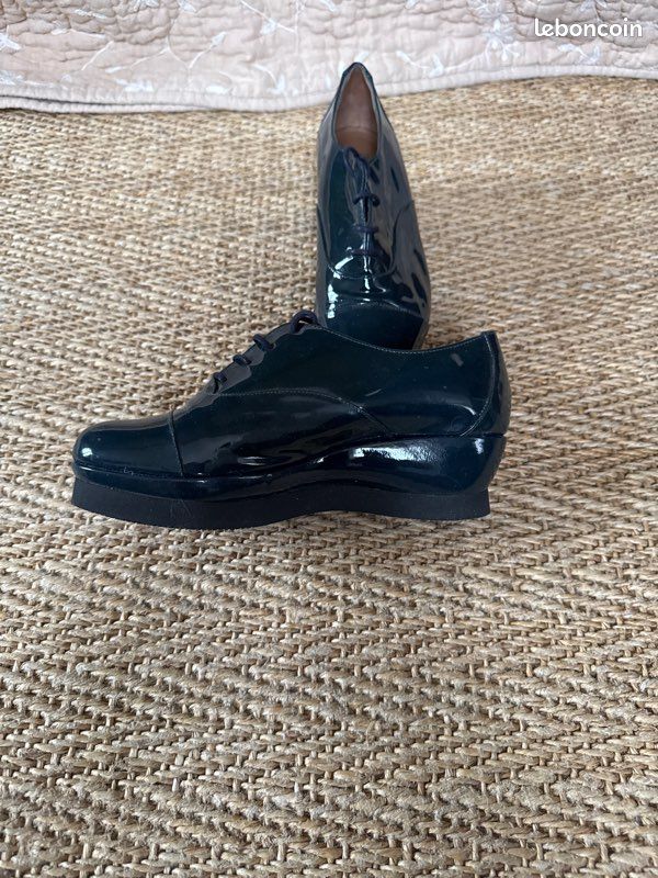 Chaussures compensées en vernis bleu 37 (image 2)