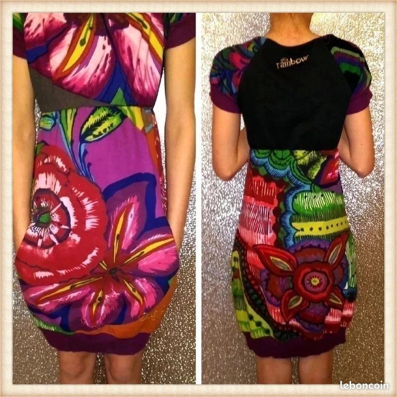 Jupe Desigual Multicolore Asymétrique Taille XS - Occasion Très Bon état