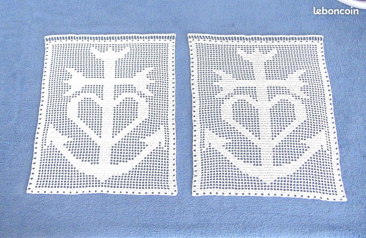 Cantonnières rideaux brise-vue Croix Camarguaise en coton blanc (image 2)
