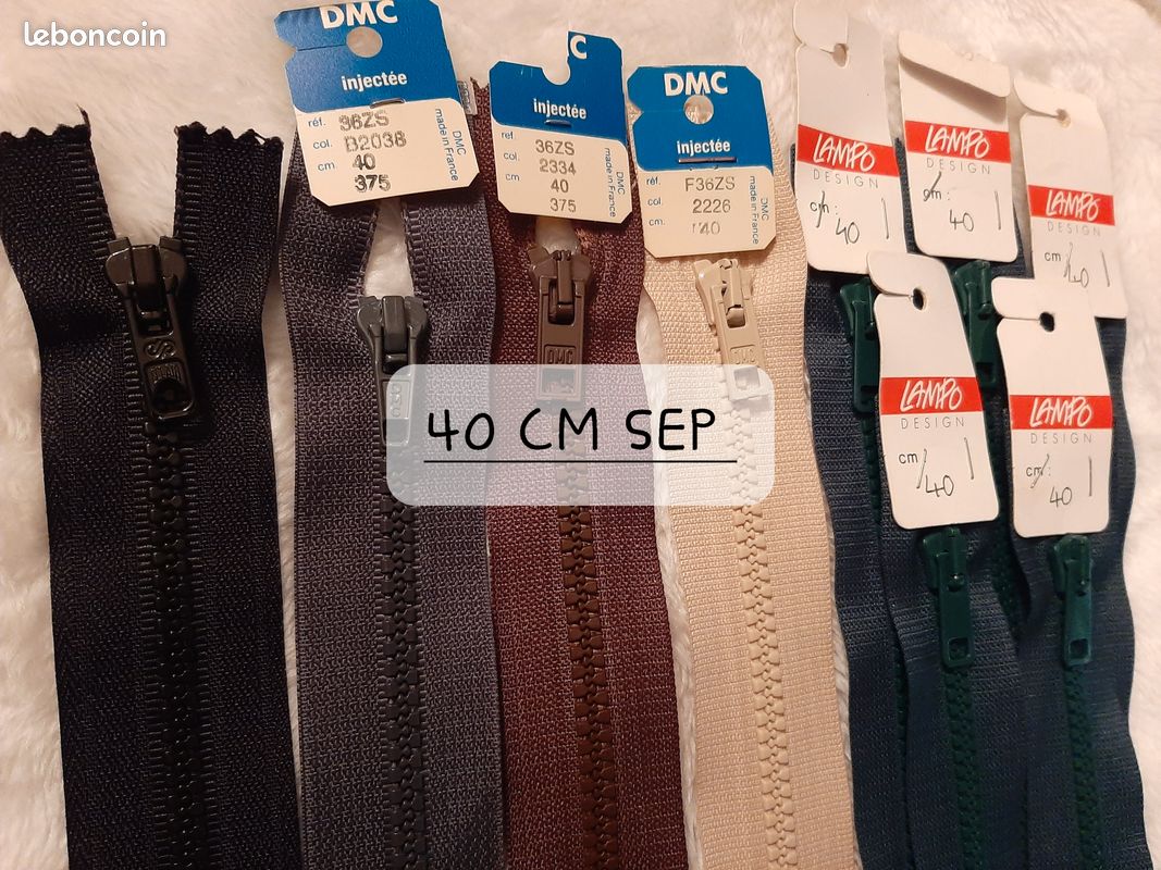 Lot 45 Fermetures Éclair Nylon #3 40 Cm – 15 Couleurs Assorties Pour Couture Et Bricolage !