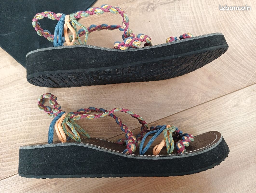 Sandales tressées La Marine modèle Calypso semelles compensées neuves taille 38 (image 6)