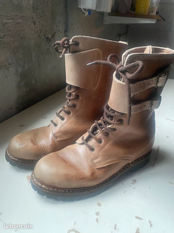 Bottines Vintage Ranger – Cuissard Poitrine Nylon – Taille 9R – Semelle Feutre – Ancien Stock Neuf