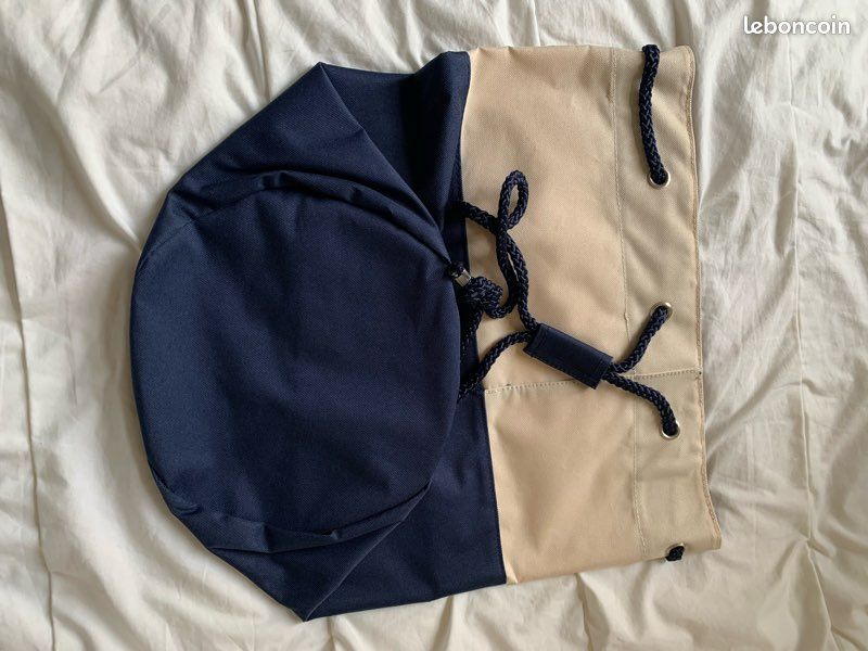 Sac Marin Coton Avec Cordon - Grand Sac De Sport Toile École Et Natation 46x25 Cm
