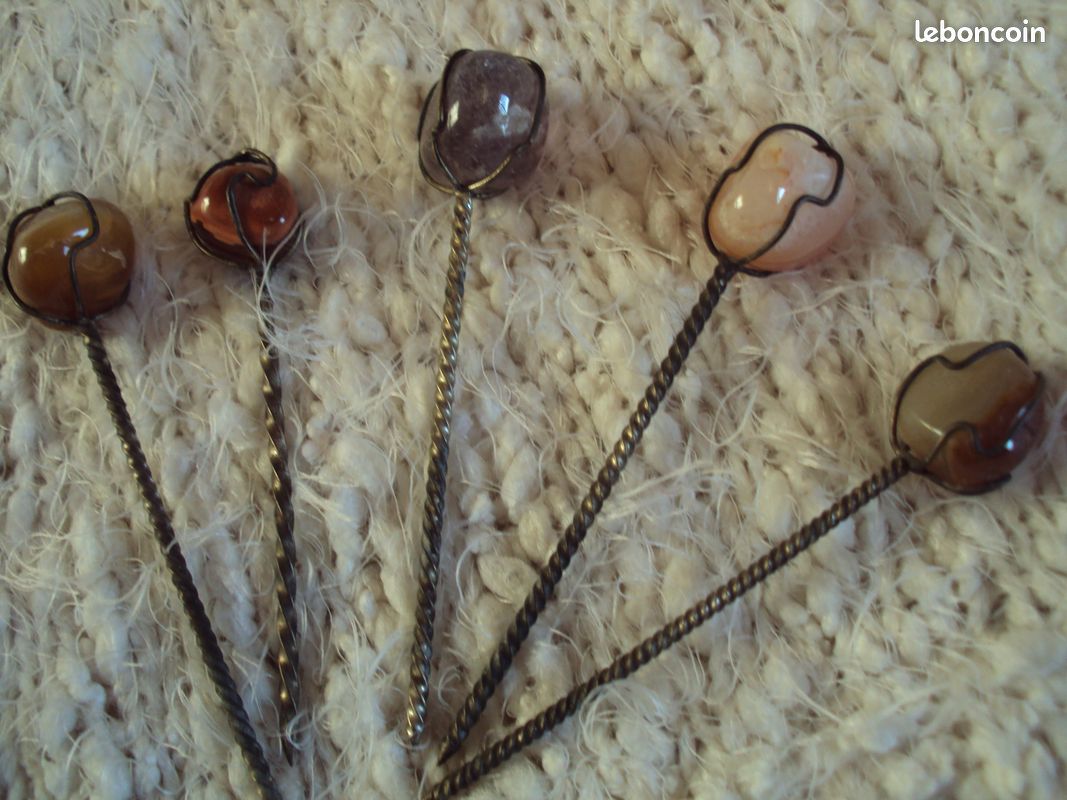 Ancienne épingle à Cheveux Ou Chapeau En Métal Doré Et Tissu Vintage - Bijou Rétro Et Unique