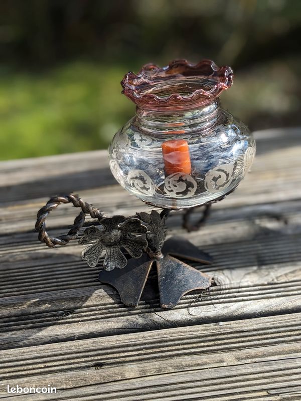 Bougeoir en verre coeur 7,7 cm