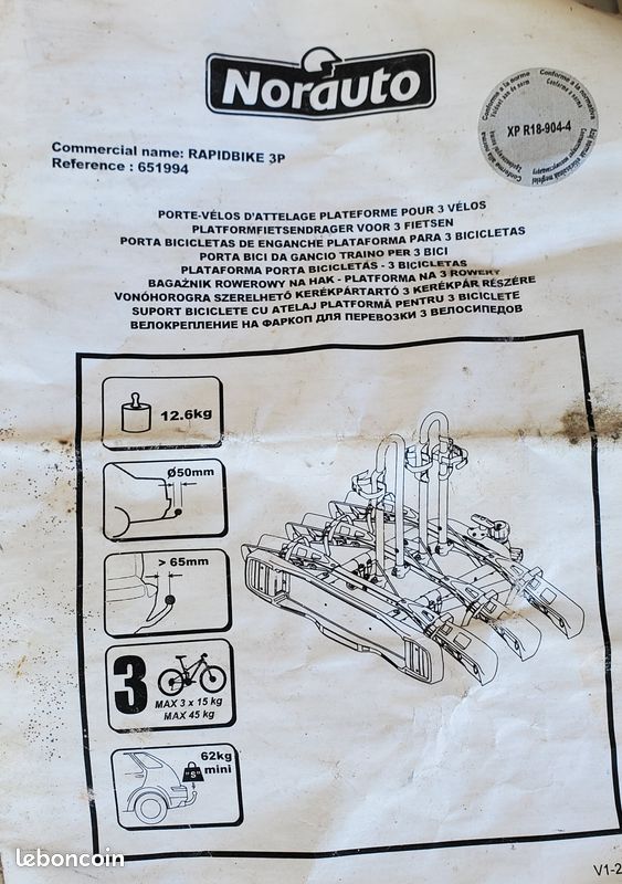 2p Flex Rapidbike 2p+ Norauto Rapidbike 3p Attelage Porte Velo