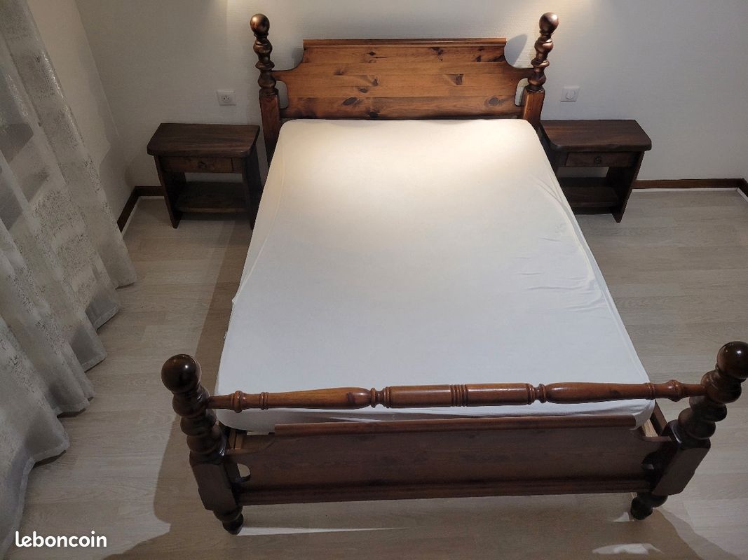Lit 200×150 sans matelas et 2 tables de nuit (image 2)