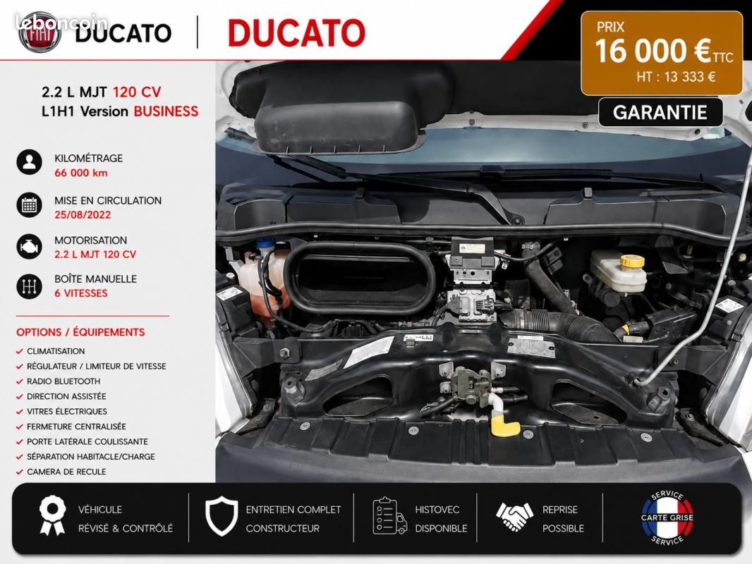 Fiat Ducato 2° Main / 2.2L MJT 120cv Pack business L1H1 CLIM/REGUL/LIMIT IDEM JUMPER BOXER SPRINT... (image 15)