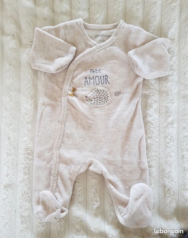 Pyjama velours mixte mois 56 cm ouverture devant Vêtements bébé