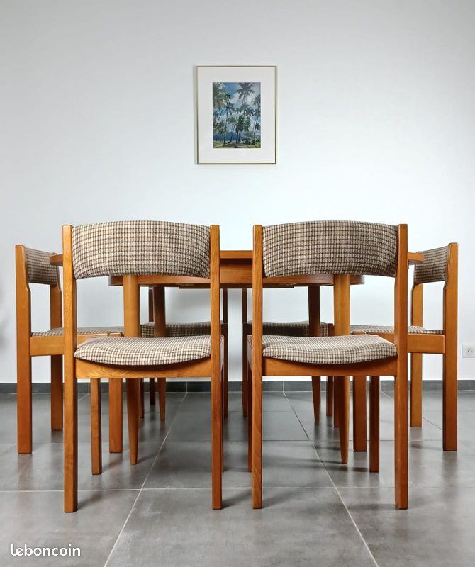 Table ronde scandinave + 6 chaises vintage (image 5)