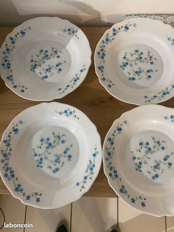 5 assiettes creuses Arcopal Véronica myosotis | Selency