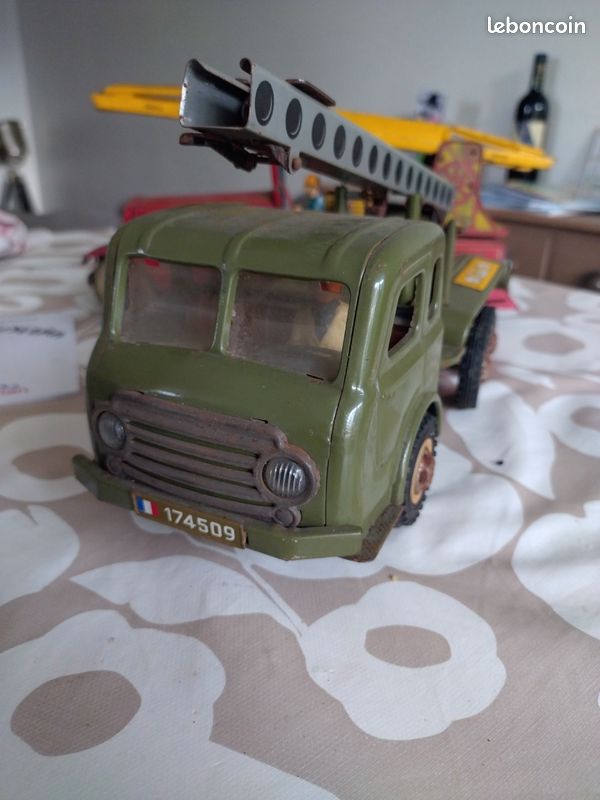 Camion Militaire Lance-FJ – Jouet Ancien En Tôle – France – Boîte D'origine Joustra