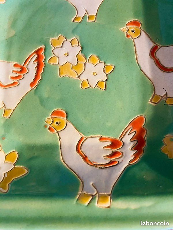 ANCIENNE TERRINE EN FORME DE POULE Faïence Du Portugal EUR 20,00